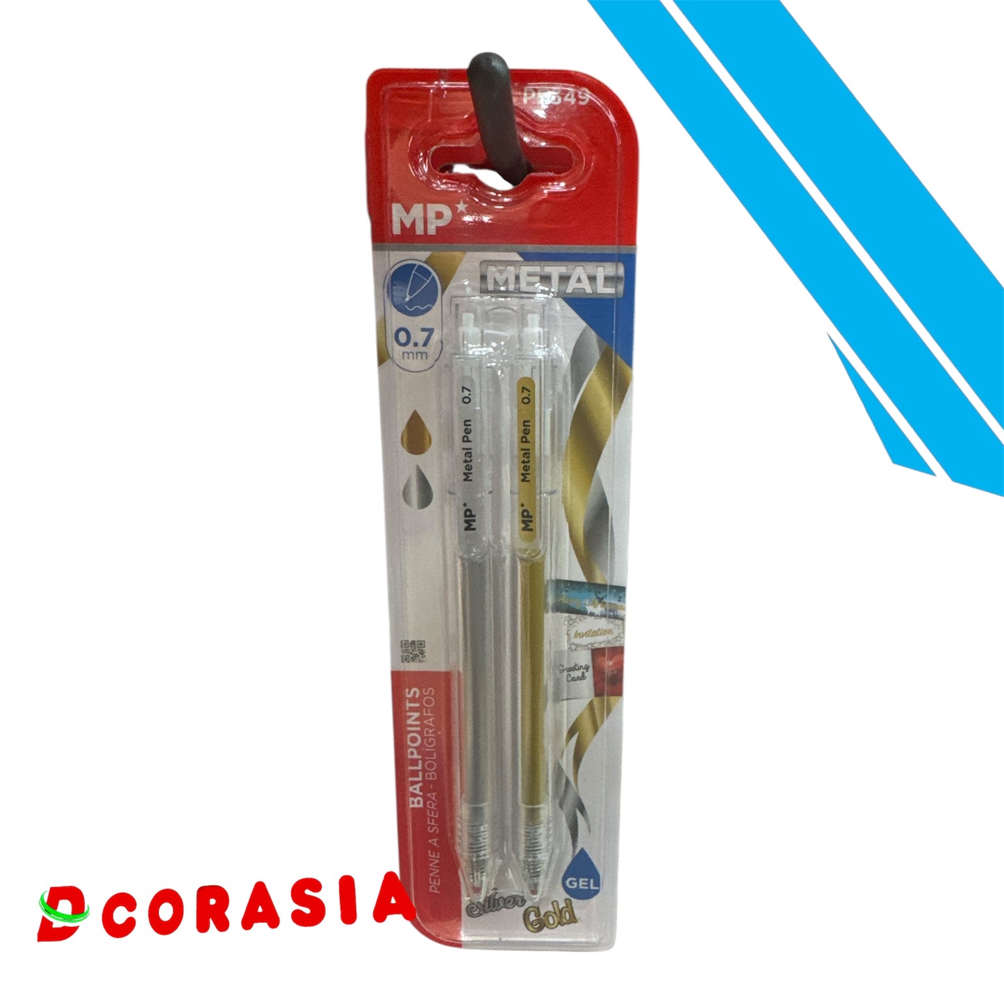 Bolígrafo gel metal oro plata x2