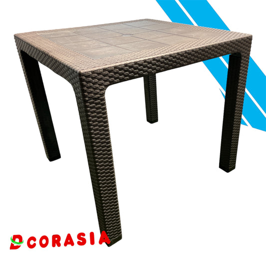 Mesa plástico tipo ratan 80x80x74